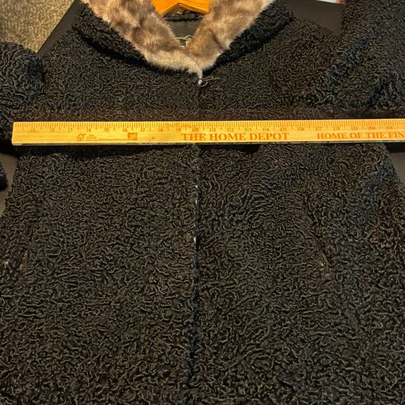 Vintage Renfrew Furs Persian Lamb Coat Black Curly Fur Mink Collar Calgary - Picture 6 of 11